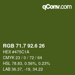 カラーコード: RGB 71.7 92.6 26 | qconv.com