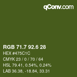 カラーコード: RGB 71.7 92.6 28 | qconv.com
