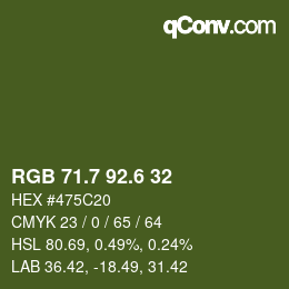カラーコード: RGB 71.7 92.6 32 | qconv.com