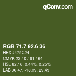 カラーコード: RGB 71.7 92.6 36 | qconv.com