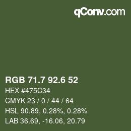 カラーコード: RGB 71.7 92.6 52 | qconv.com