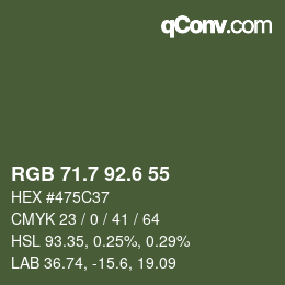 カラーコード: RGB 71.7 92.6 55 | qconv.com