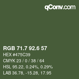 カラーコード: RGB 71.7 92.6 57 | qconv.com