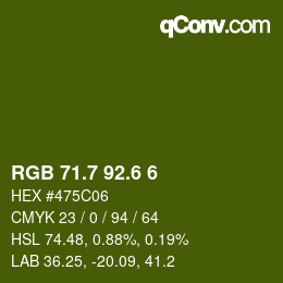 カラーコード: RGB 71.7 92.6 6 | qconv.com