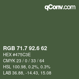 カラーコード: RGB 71.7 92.6 62 | qconv.com