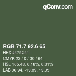 カラーコード: RGB 71.7 92.6 65 | qconv.com
