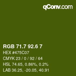 カラーコード: RGB 71.7 92.6 7 | qconv.com
