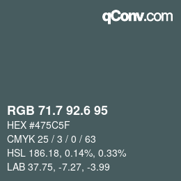 カラーコード: RGB 71.7 92.6 95 | qconv.com