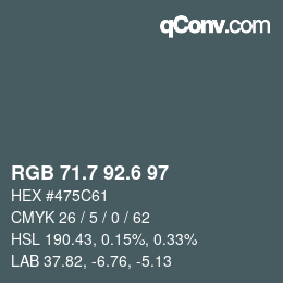 カラーコード: RGB 71.7 92.6 97 | qconv.com
