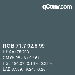 カラーコード: RGB 71.7 92.6 99 | qconv.com