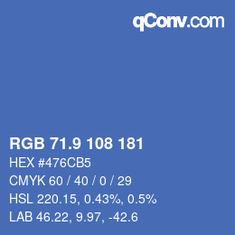 カラーコード: RGB 71.9 108 181 | qconv.com