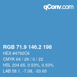 カラーコード: RGB 71.9 146.2 198 | qconv.com