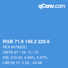 カラーコード: RGB 71.9 146.2 220.6 | qconv.com