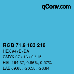 カラーコード: RGB 71.9 183 218 | qconv.com