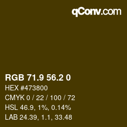 Color code: RGB 71.9 56.2 0 | qconv.com
