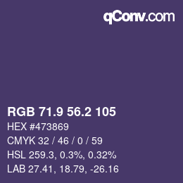 カラーコード: RGB 71.9 56.2 105 | qconv.com