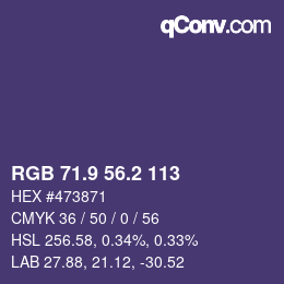 Color code: RGB 71.9 56.2 113 | qconv.com