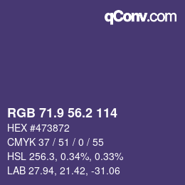 Color code: RGB 71.9 56.2 114 | qconv.com