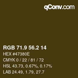 Color code: RGB 71.9 56.2 14 | qconv.com