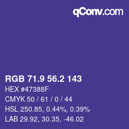 カラーコード: RGB 71.9 56.2 143 | qconv.com