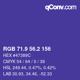 カラーコード: RGB 71.9 56.2 156 | qconv.com