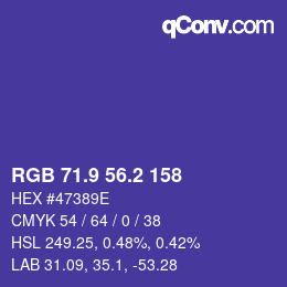 カラーコード: RGB 71.9 56.2 158 | qconv.com