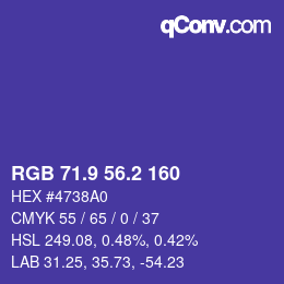 カラーコード: RGB 71.9 56.2 160 | qconv.com
