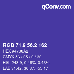 カラーコード: RGB 71.9 56.2 162 | qconv.com