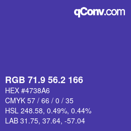 カラーコード: RGB 71.9 56.2 166 | qconv.com