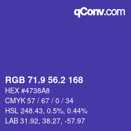 カラーコード: RGB 71.9 56.2 168 | qconv.com