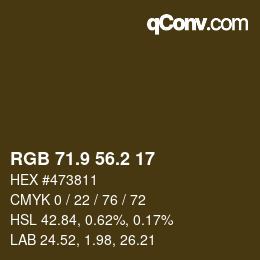 カラーコード: RGB 71.9 56.2 17 | qconv.com