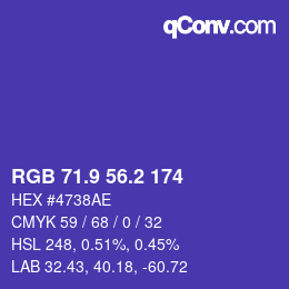 カラーコード: RGB 71.9 56.2 174 | qconv.com