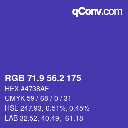 カラーコード: RGB 71.9 56.2 175 | qconv.com