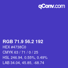 カラーコード: RGB 71.9 56.2 192 | qconv.com