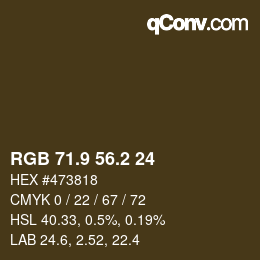 Color code: RGB 71.9 56.2 24 | qconv.com