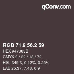 カラーコード: RGB 71.9 56.2 59 | qconv.com