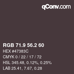 カラーコード: RGB 71.9 56.2 60 | qconv.com