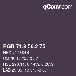 カラーコード: RGB 71.9 56.2 75 | qconv.com
