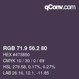 カラーコード: RGB 71.9 56.2 80 | qconv.com
