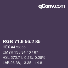 Color code: RGB 71.9 56.2 85 | qconv.com