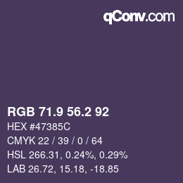 カラーコード: RGB 71.9 56.2 92 | qconv.com