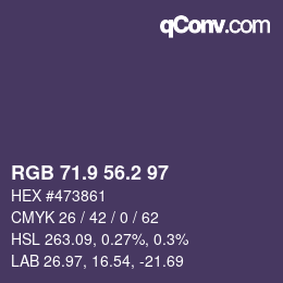 Color code: RGB 71.9 56.2 97 | qconv.com