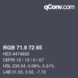 Color code: RGB 71.9 72 85 | qconv.com