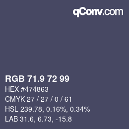Color code: RGB 71.9 72 99 | qconv.com