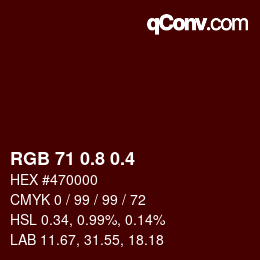カラーコード: RGB 71 0.8 0.4 | qconv.com