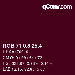 カラーコード: RGB 71 0.8 25.4 | qconv.com