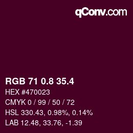 カラーコード: RGB 71 0.8 35.4 | qconv.com