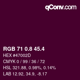 カラーコード: RGB 71 0.8 45.4 | qconv.com