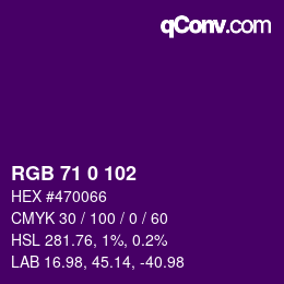 颜色代码: RGB 71 0 102 | qconv.com