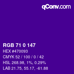 颜色代码: RGB 71 0 147 | qconv.com